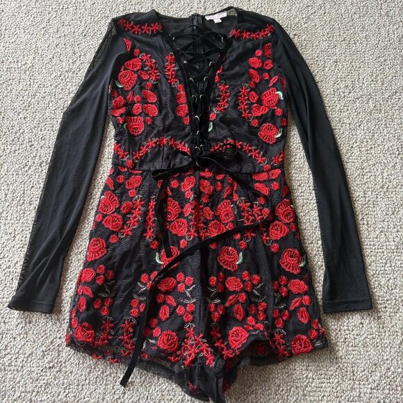 A'GACI Black Romper – M – Gothic, Lace-Up, Sexy Festival Look - Picture 1 of 9